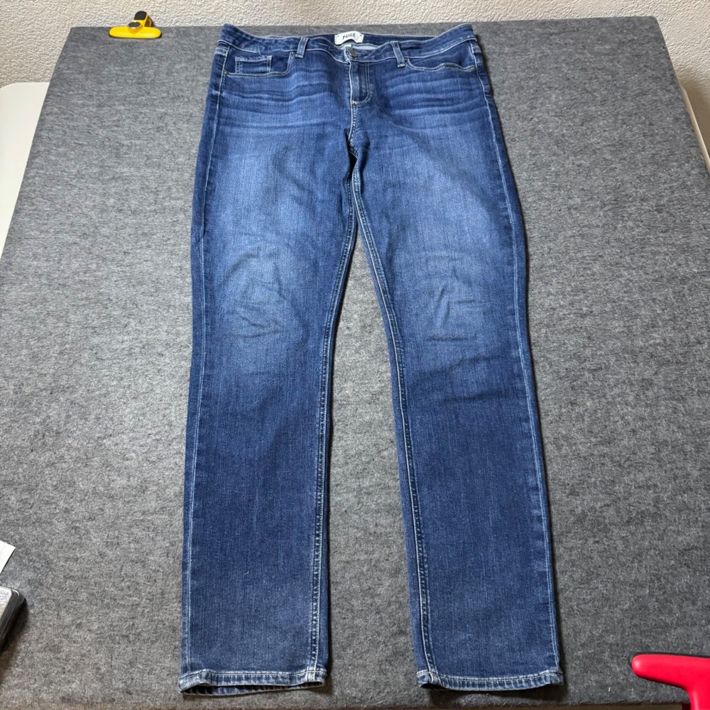 Paige Skyline Skinny Jeans Womens 32 Medium Blue Wash Stretch Denim Mid Rise